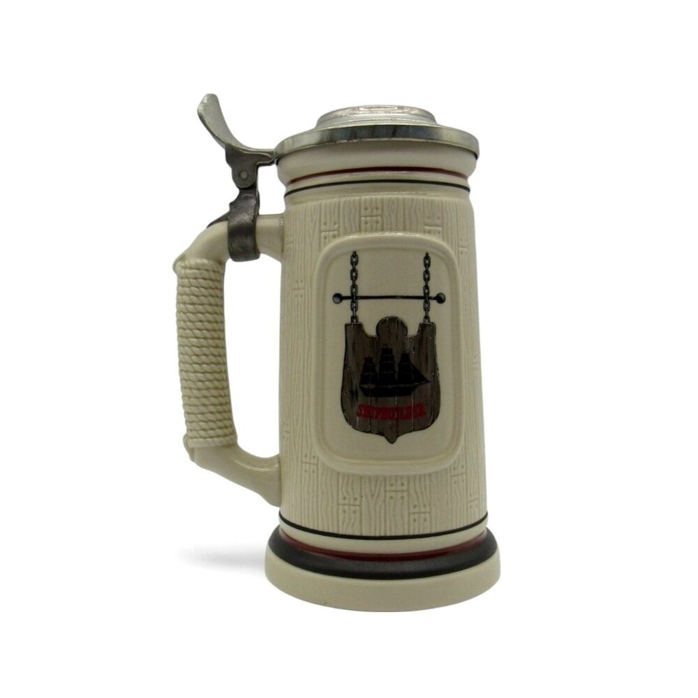 AVON 1986 Shipbuilder STEIN with Pewter Lid Brazil Vintage 9" Tall
